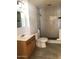 A well-lit bathroom with a modern sink, toilet, and a spacious walk-in shower at 4517 S Grandview Ave, Tempe, AZ 85282