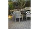 Close-up of back patio dining area with wicker chairs and striped pillows, perfect for al fresco meals at 5018 E Kathleen Rd, Scottsdale, AZ 85254