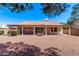 Expansive backyard with desert landscaping, a covered patio, and mature trees providing shade and privacy at 10937 N Ventana W Dr, Peoria, AZ 85373