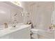 Bathroom featuring a vanity with a sink, a toilet, and a shower-tub combination at 10937 N Ventana W Dr, Peoria, AZ 85373