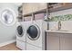 This laundry room is well lit, featuring a washer, dryer, utility sink, and custom cabinets at 4055 N Recker Rd # 62, Mesa, AZ 85215
