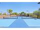 Community blue pickleball courts providing residents with a fun outdoor activity in a beautifully landscaped setting at 9543 E Kiisa Dr, Scottsdale, AZ 85262