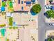 An aerial view showcases the layout, landscaping, and pool of the property at 1550 W Saint Kateri Dr, Phoenix, AZ 85041