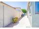 A narrow backyard walkway with block wall fencing for privacy and low-maintenance landscaping at 1550 W Saint Kateri Dr, Phoenix, AZ 85041