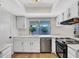 Bright kitchen features white cabinets, stainless steel appliances and window overlooking backyard at 17838 N 45Th Ave, Glendale, AZ 85308