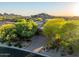 Overhead view showcasing home with mature landscaping and manicured garden, with desert surroundings at 29412 N 108Th Pl, Scottsdale, AZ 85262