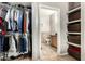 Walk-in closet leading to bathroom provides ample storage with a full-length hanging rod at 10030 W Indian School Rd # 165, Phoenix, AZ 85037