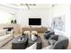Spacious living room with light wood floors, comfortable seating, and a modern entertainment center at 10795 E Sutherland Way, Scottsdale, AZ 85262