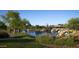 Picturesque pond featuring cascading waterfalls and lush greenery, offering a tranquil escape at 40741 N Citrus Canyon Trl, Anthem, AZ 85086