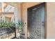Close-up of the front door with decorative security door and potted plants at 7734 W Terri Lee Dr, Phoenix, AZ 85035