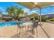 Community pool area featuring ample seating under shaded canopies on a sunny day at 2051 W Elm St, Phoenix, AZ 85015