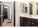 Stylish bathroom with a vanity sink and a shower-tub combo at 4282 N 180Th Dr, Goodyear, AZ 85395