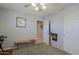 Comfortable bedroom with wood flooring, carpet, and a ceiling fan at 5049 E Duane Ln, Cave Creek, AZ 85331