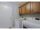 Laundry room featuring a newer washer and dryer set and custom built-in cabinetry at 5049 E Duane Ln, Cave Creek, AZ 85331