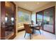 Cozy breakfast nook with banquette seating, a round table, and picturesque views of the outdoor landscape at 40215 N 110Th Pl, Scottsdale, AZ 85262