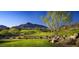 Expansive golf course view showcases verdant fairways, desert landscaping, and mountain vistas, offering a serene setting at 40215 N 110Th Pl, Scottsdale, AZ 85262