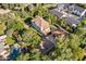 Aerial view showcasing the home, lush landscaping, detached garage, and backyard swimming pool at 7252 N Central Ave, Phoenix, AZ 85020