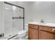 Bathroom featuring a glass shower and light wood vanity at 9705 E Sector Dr, Mesa, AZ 85212