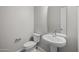 Well-lit bathroom with a modern sink, stylish mirror, and a white toilet at 15620 W Georgia Dr, Surprise, AZ 85379
