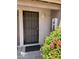 Front entrance with security door and fire extinguisher at 1750 E Mateo Cir # 106, Mesa, AZ 85204