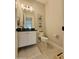 Cozy powder room featuring a modern vanity and stylish décor accents at 3669 E Boot Track Trl, Gilbert, AZ 85296