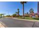 Leisure World entrance with lush greenery and palm trees lining the street at 45 Leisure World -- # 45, Mesa, AZ 85206