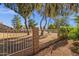 Backyard featuring a wrought iron fence and mature trees, providing privacy and charm at 5353 W Dublin Ct, Chandler, AZ 85226