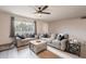 Comfortable living room with neutral tones, a ceiling fan, and abundant natural light at 5607 N 23Rd Ave, Phoenix, AZ 85015
