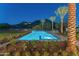 Modern pool design with palm trees and landscape, offering a luxurious outdoor experience with mountain views at 7501 N Eucalyptus Dr, Paradise Valley, AZ 85253
