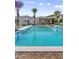 Luxurious backyard pool with clear blue water, palm trees and a partial view of the rear of the home at 7501 N Eucalyptus Dr, Paradise Valley, AZ 85253