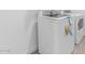 Laundry room showcasing modern, energy-efficient washer and dryer units with clean, white finishes at 23385 W Burton Ave, Buckeye, AZ 85326