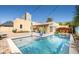 Sparkling pool with desert landscaping, string lights, and a covered patio for ultimate relaxation at 39 E Hoover Ave, Phoenix, AZ 85004