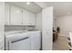 All-white laundry room with modern washer and dryer, and bright cabinets at 6957 E Osborn Rd # A, Scottsdale, AZ 85251