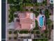 Aerial view of a home with lush landscaping, a sparkling pool, and a covered patio, creating a private outdoor retreat at 1532 N Ogden --, Mesa, AZ 85205