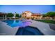 Backyard oasis with a sparkling pool and spa, perfect for relaxation and entertaining under the evening sky at 1532 N Ogden --, Mesa, AZ 85205