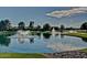 Picturesque community pond featuring multiple fountains and beautifully landscaped surroundings at 17224 N Zuni Trl, Surprise, AZ 85374