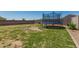 Large backyard featuring a trampoline and swing set for outdoor play and entertainment at 37008 N Hinterwald Way, San Tan Valley, AZ 85143