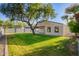 Wide shot of the backyard featuring lush lawn, mature trees, and covered patio at 4205 N 19Th Pl, Phoenix, AZ 85016