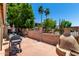Backyard patio with pizza oven, grill, and dog house at 6631 E Rhodes St, Mesa, AZ 85215