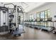 Well-lit gym featuring rows of modern treadmills with views of palm trees at 17362 W Wildwood St, Surprise, AZ 85388