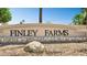 Finley Farms community sign framed by desert landscaping, promoting a serene, welcoming atmosphere at 2236 E Rawhide St, Gilbert, AZ 85296