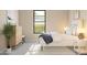 Bright bedroom featuring a large window, stylish decor, and a soothing color palette at 537 E Aurora Dr, San Tan Valley, AZ 85140