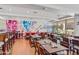 Well-lit dining room with a modern city mural at 7167 E Rancho Vista Dr # 4010, Scottsdale, AZ 85251