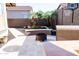 Backyard area featuring a fire pit, palm trees, an outdoor basketball court, and comfortable seating at 13686 N 151St Dr, Surprise, AZ 85379