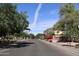 A peaceful neighborhood street with mature trees and well-maintained homes enhances community charm and curb appeal at 13686 N 151St Dr, Surprise, AZ 85379