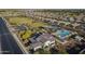 An aerial of community amenities including a pool, playground, clubhouse, and open green space at 3661 E Appaloosa Dr, San Tan Valley, AZ 85140