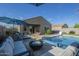 Backyard oasis with a sparkling pool, patio, and comfortable seating, creating a perfect outdoor retreat at 3661 E Appaloosa Dr, San Tan Valley, AZ 85140