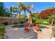 Backyard pool with rock features, sun-bathing chairs and mature trees at 834 W Whitten St, Chandler, AZ 85225