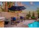 Cozy backyard patio featuring comfortable seating and a view of the sparkling pool at 1356 E Flamingo Ct, Gilbert, AZ 85297