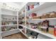 Walk-in pantry featuring ample shelving stocked with food and household items at 1356 E Flamingo Ct, Gilbert, AZ 85297